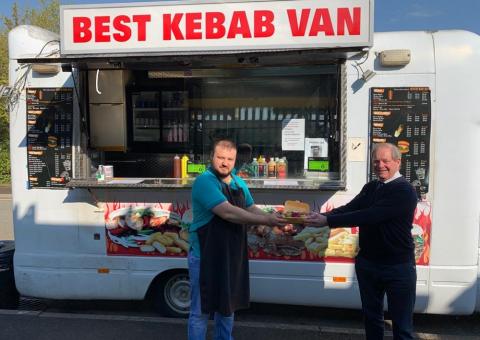 Sir Geoffrey Clifton-Brown MP with Bourton Kebab Van, Osman Akdeniz