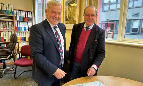 Sir Geoffrey Clifton-Brown with Interim Principal of Cirencester College, Matt Reynolds